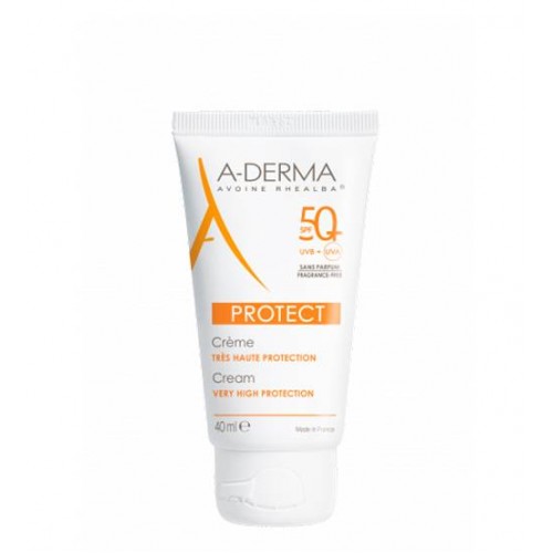 A-Derma Protect Creme solar rosto sem perfume SPF50+ pele frágil ao sol 40ml 