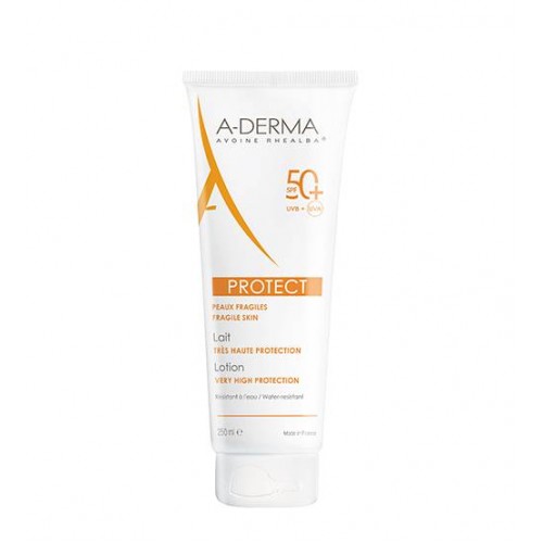 A-Derma Protect Leite solar SPF50+ pele frágil ao sol 250ml 