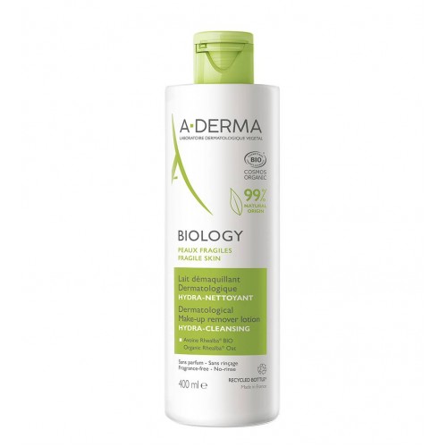 A-Derma Biology Leite Desmaquilhante Hidra Limpeza 400ml