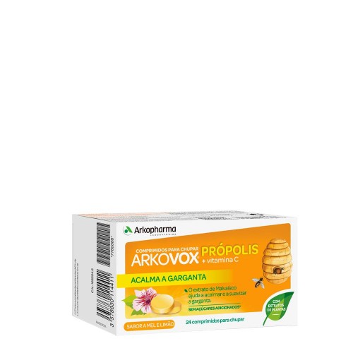 Arkovox Própolis e Vitamina C Sabor Mel e Limão 24 comprimidos