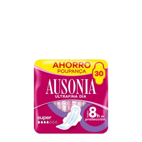 Ausonia Ultrafina Super Pensos Higiénicos com Abas 30 unidades