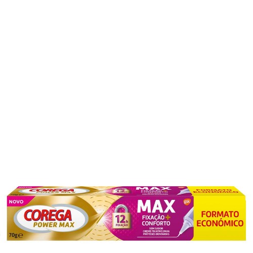 Corega Power Max Fixação + Conforto Creme 70g Formato Económico
