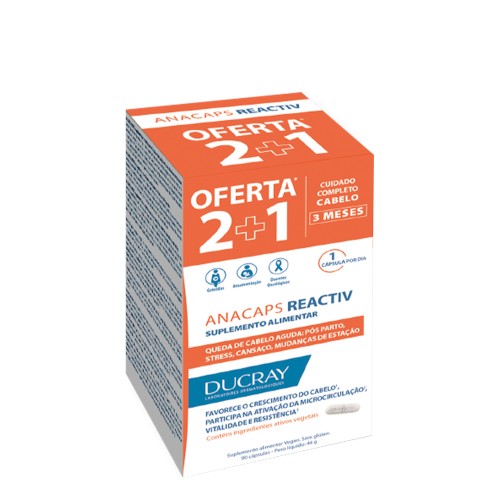 Ducray Anacaps Reactiv Queda de Cabelo Reativo 90 cápsulas Preço Especial