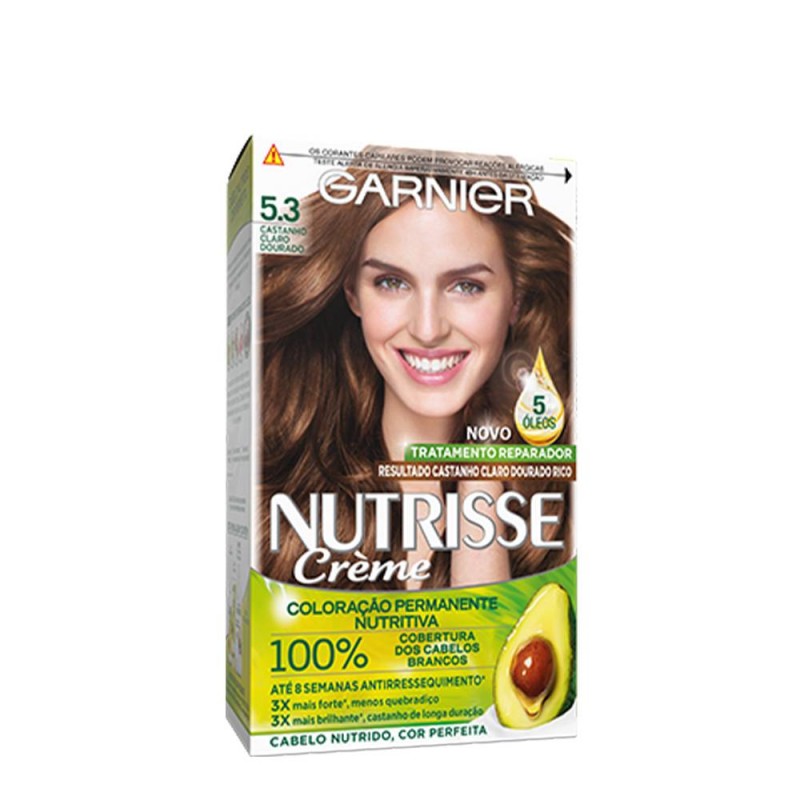 Garnier Nutrisse Coloração Permanente 5.3 Castanho Claro Dourado, 190ml