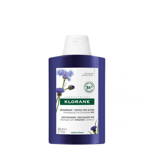 Klorane Centáurea BIO Champô Antiamarelecimento para cabelo branco, grisalho e loiro platinado 200ml