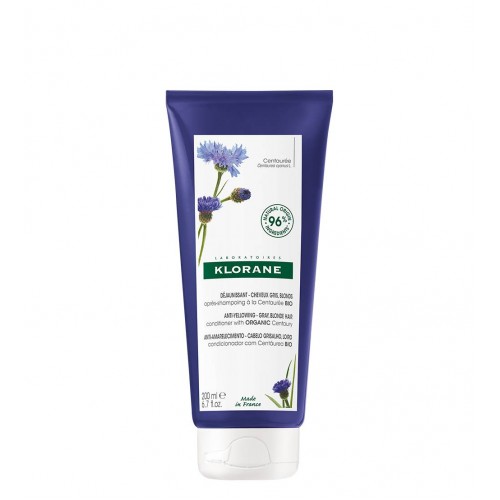 Klorane Centáurea BIO Condicionador Antiamarelecimento para cabelo branco, grisalho e loiro platinado 200ml