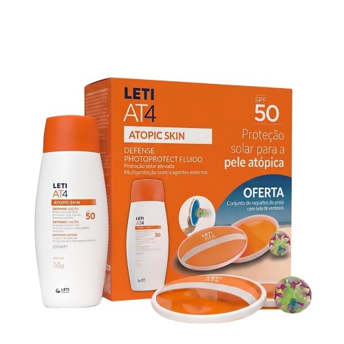 LETI AT4 Defense Loção Fluída SPF50+ 100ml + Oferta Raquetes de Praia