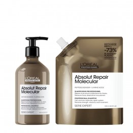 L'Oréal Absolut Repair Molecular Shampoo 500ml + Recarga 500ml
