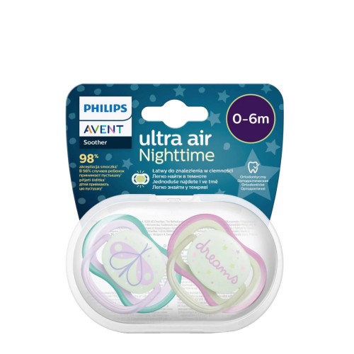 Philips Avent Ultra Air Nighttime Chupeta Borboleta e Dreams 0-6m Duo