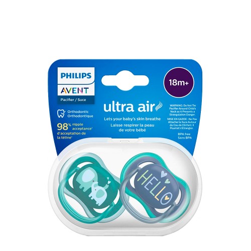 Philips Avent Ultra Air Chupeta Elefantes e Hello 18m+ Duo