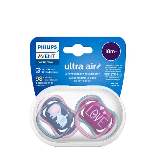 Philips Avent Ultra Air Chupeta Elefantes e Love 18m+ Duo
