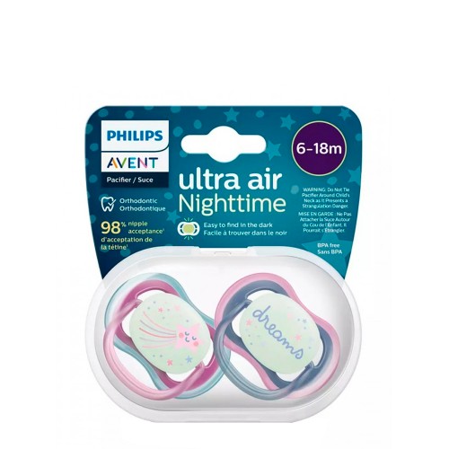 Philips Avent Ultra Air Night Chupeta Estrela e Dreams 6-18m Duo