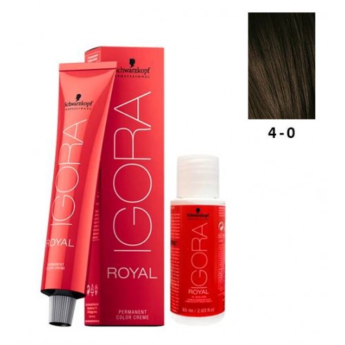 Schwarzkopf Igora Royal 4-0 Castanho Médio 60ml + Oxidante 20V