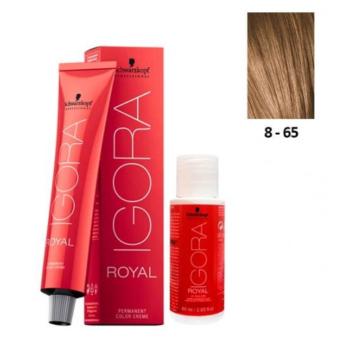Schwarzkopf Igora Royal 8-65 Louro Claro Marron Dourado 60ml + Oxidante 20V