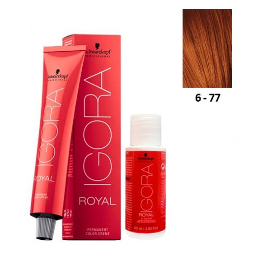 Schwarzkopf Igora Royal 6-77 Louro Escuro Cobre Extra 60ml + Oxidante 20V