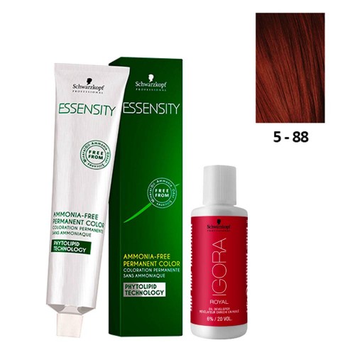 Schwarzkopf Essensity 5-88 Castanho Claro Vermelho Extra + Oxidante 20V