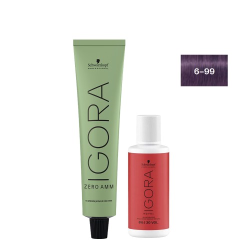 Schwarzkopf Igora Zero AMM 6-99 Louro Escuro Vermelho 60ml + Oxidante 20V