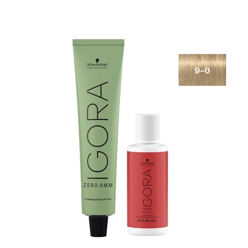 Schwarzkopf Igora Zero AMM 9-0 Louro Extra Claro Natural 60ml + Oxidante 20V