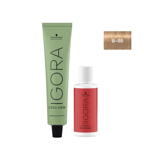 Schwarzkopf Igora Zero AMM 9-55 Louro Extra Claro Dourado 60ml + Oxidante 20V