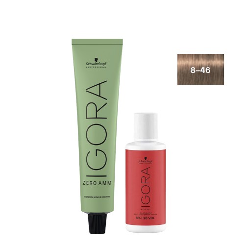 Schwarzkopf Igora Zero AMM 8-46 Louro Claro Dourado 60ml + Oxidante 20V