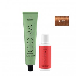 Schwarzkopf Igora Zero AMM 7-67 Louro Médio Chocolate 60ml  + Oxidante 20V