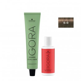 Schwarzkopf Igora Zero AMM 6-0 Louro Escuro Natural 60ml + Oxidante 20V