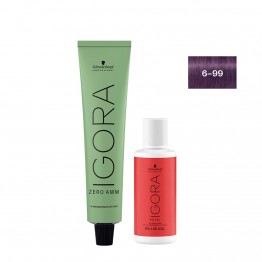 Schwarzkopf Igora Zero AMM 6-99 Louro Escuro Vermelho 60ml + Oxidante 20V