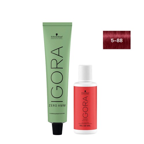 Schwarzkopf Igora Zero AMM 5-88 Castanho Claro Vermelho 60ml + Oxidante 20V